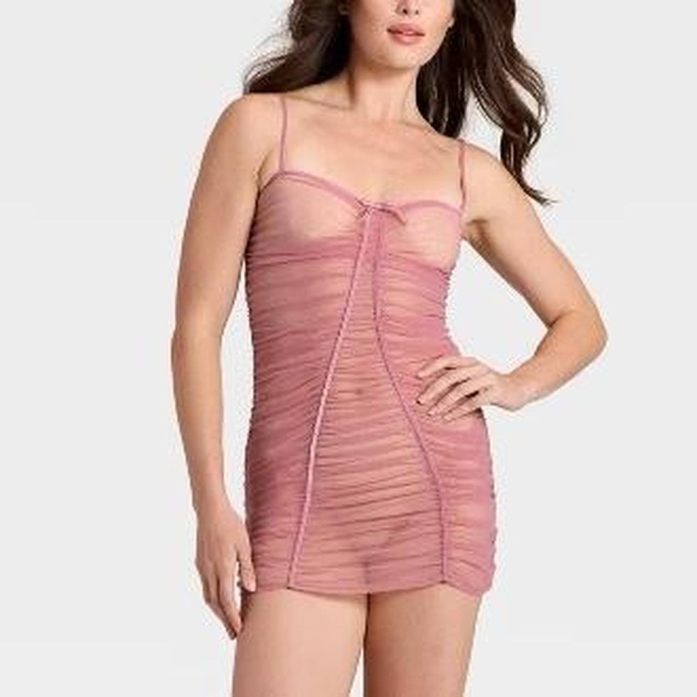 Auden Women's Mesh Lingerie Slip Dress with Adjustable Straps